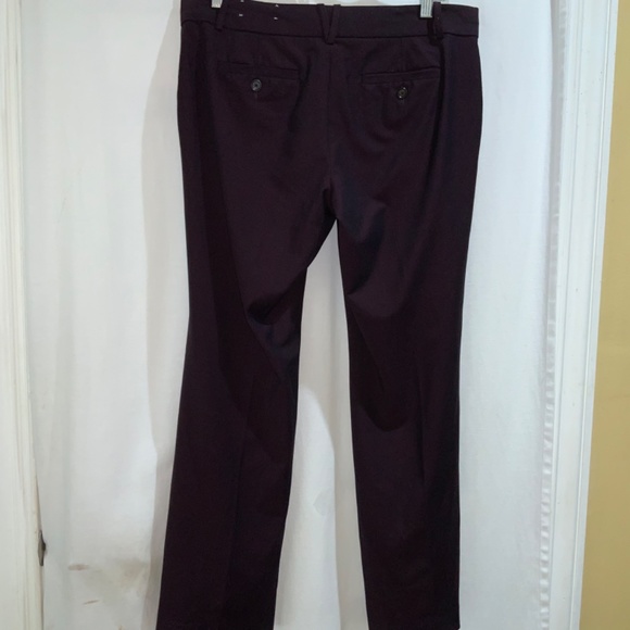 Loft Marisa burgundy flat front pants Sz 8 petite front zip back pockets - Picture 5 of 9